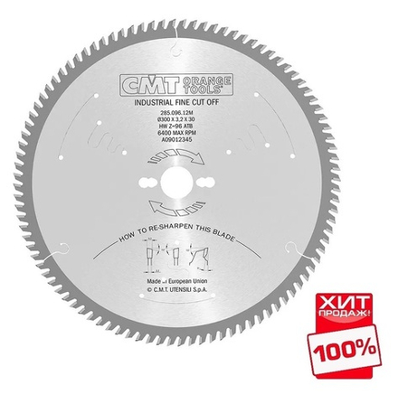 ХИТ! Диск пильный поперечное пиление 300 x 30 x 3,2 / 2,2 5 гр 15 гр ATB Z 96 CMT 285.096.12M