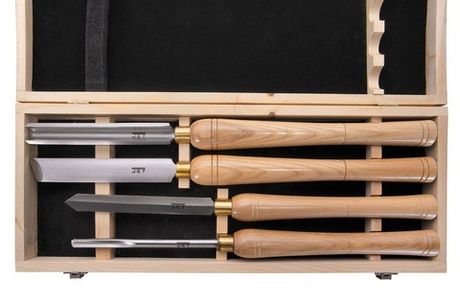 ХИТ! Набор токарных резцов HSS 4 шт JET с длинной рукояткой из ясеня в деревянной коробке 19500119