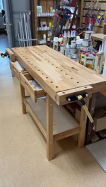 ХИТ! Верстак буковый Стандарт с 2 тисками и 2 выдвижными ящиками Бесцветный лак PROFI&HOBBY PR-ST-BUK-ALL