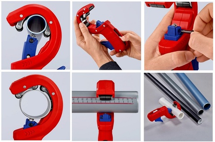 ХИТ! Труборез для канализационных пластиковых труб D 32 / 40 / 50 мм, толщина max 2,4 мм, длина 202 мм, BK DP50 KNIPEX KN-902301BK