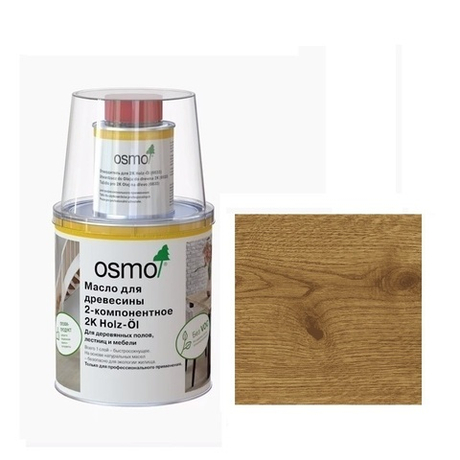 Профессиональное масло для древесины 2 - компонентное Osmo 6141 Гавана прозрачное 1 л для паркета и деревянных полов 2K HOLZ-OL для внутренних работ 13400450