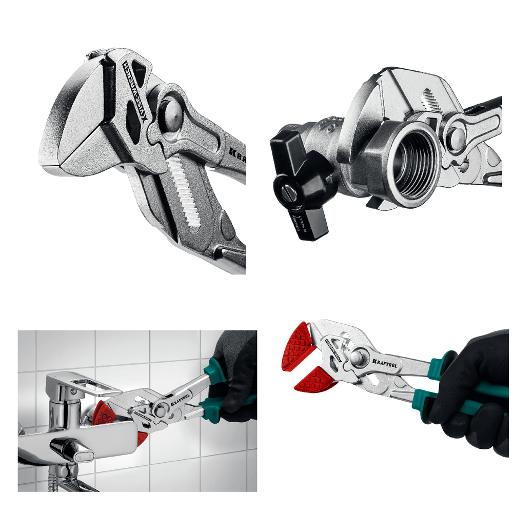 Новинка! Клещи переставные - гаечный ключ KRAFTOOL Vise-wrench 250 мм, 2-х компонентные рукоятки, быстрая настройка нажатием кнопки, принцип трещетки 22067