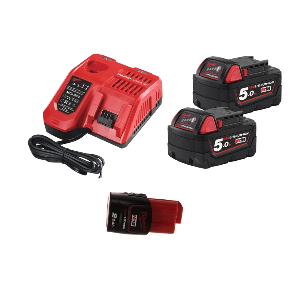 Новинка! Энергокомплект Milwaukee M18 NRG-502: ДВА Аккумулятора M18 B5 FORGE, Аккумулятор M12 B2, Быстрое зарядное устройство M12-18 FC 4933459217