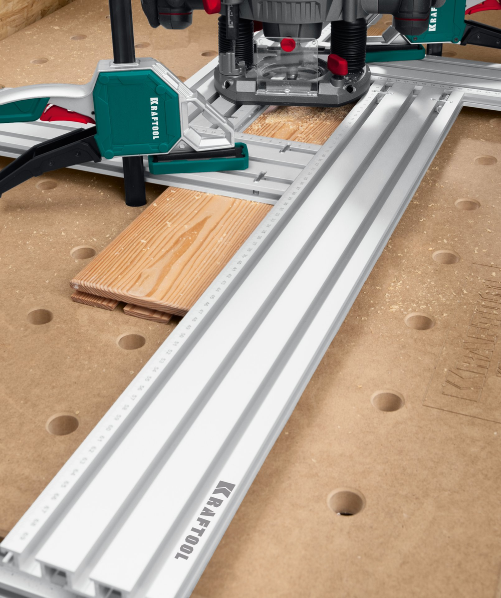 Новинка! Шаблон фрезерный 4 шт. KRAFTOOL Kraftlex MFS-400-700 мм в комплекте с 2 упорами, для формирования заданных размеров профиля под работу фрезой на монтажном столе 32808