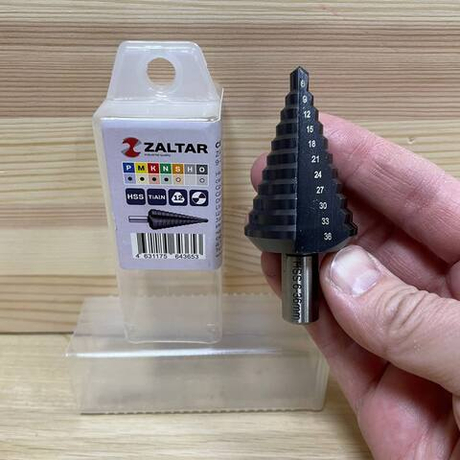 Новинка! Сверло ступенчатое по металлу ZALTAR HSS TiAlN, D 9-36 мм, S=12, прямая канавка, трёхплоскостной хвостовик ZA-50069