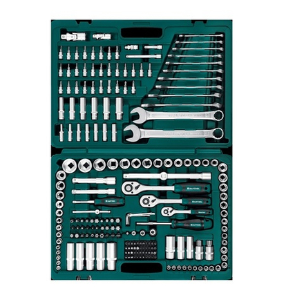 Универсальный набор инструмента 216 предметов X Drive 1/2, 3/8, 1/4 дюйм, для работы с крепежом в чемодане KRAFTOOL 27888-H216