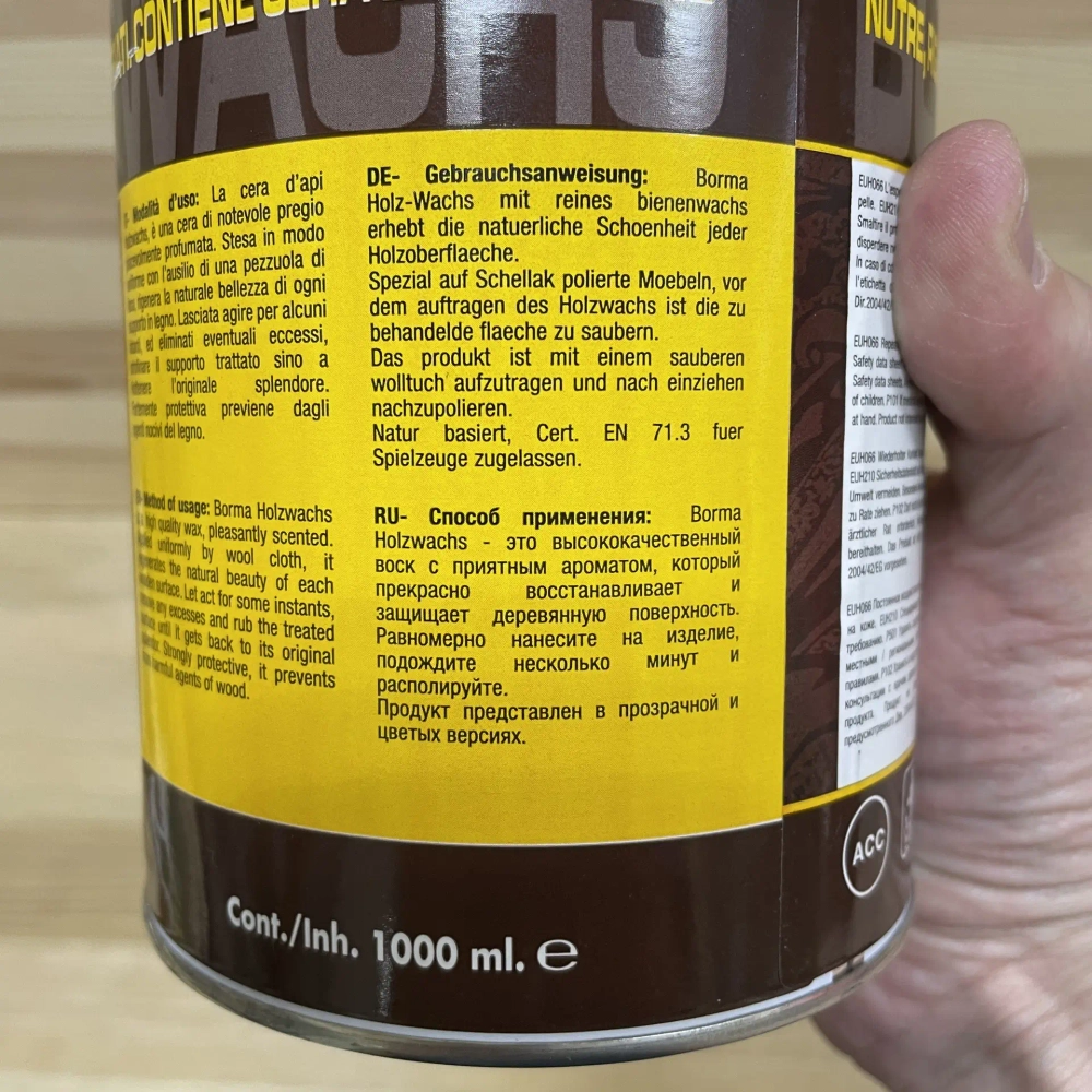 Новинка! Воск пчелиный Borma Holzwachs Bee's D`api прозрачный 1 л для внутренних работ 0150
