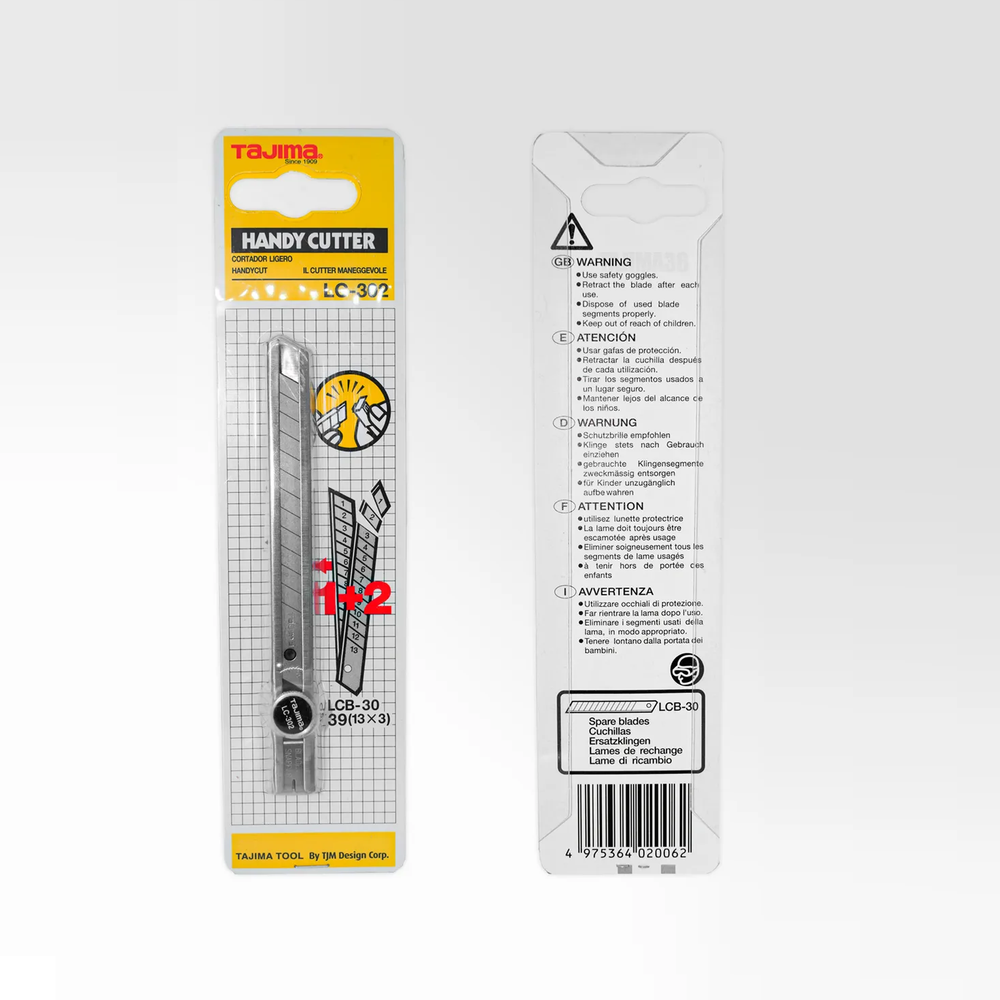 Новинка! Технический нож японский легкий из нержавеющей стали TAJIMA LC-302 Precision Craft Stainless Steel ширина лезвия 9 мм, ручная фиксация, 3 лезвия LC302