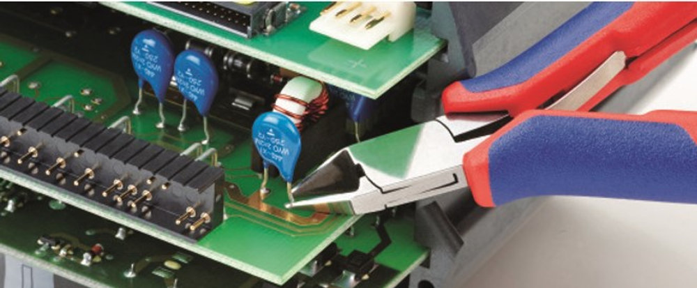 АКЦИЯ ВЕСНА 2026! Бокорезы 115 мм для электроники (Кусачки боковые) KNIPEX округлая головка, зажим для проволоки, 2-компонентные ручки KN-7712115