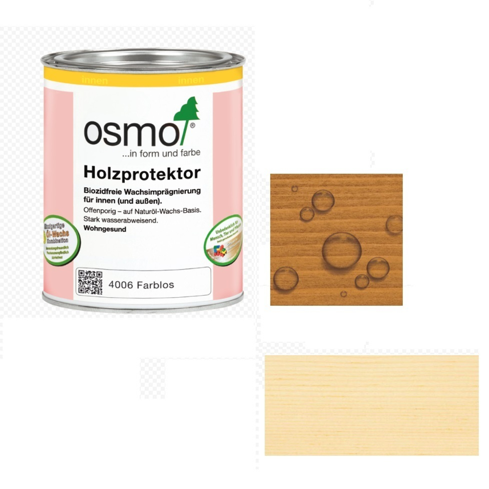 ХИТ! Пропитка для древесины с водоотталкивающим эффектом Osmo 4006 Бесцветная 0,125 л для кухонных столешниц, рабочих поверхностей и мебельных щитов Holzprotektor для внутренних работ Osmo-4006-0,125 12300005