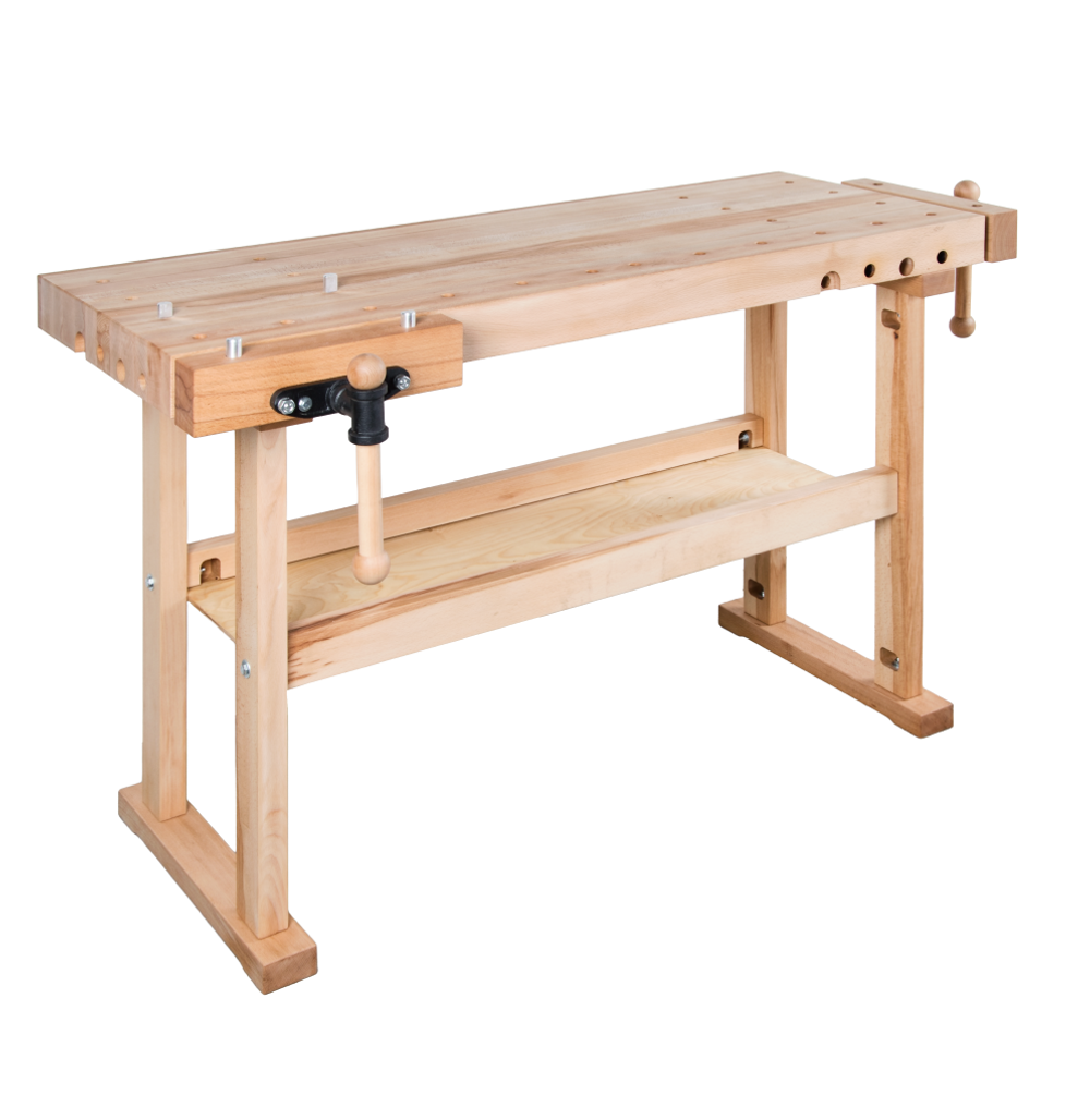 Новинка! Чешский верстак столярный деревянный 1210 х 650 х 850 мм столешница из массива бука 80 мм 2 тисков York 22 отверстий 20 мм под фиксаторы PINIE HeavyDuty1200D20