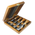 ЦЕНЫ НИЖЕ ХИТ! Набор столярных коротких стамесок Narex Wood Line Plus в деревянном кейсе 4 шт 6, 12, 20, 26 мм 853750