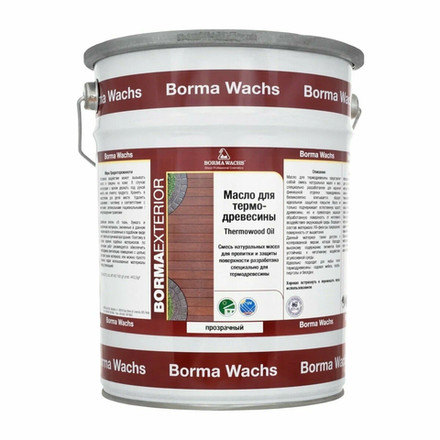 ВЕСЕННИЕ СКИДКИ! Масло для термодревесины Borma Thermowood Oil для наружных работ, обогащено УФ-фильтрами и антисептическими добавками, цвет прозрачный 5 л 4979