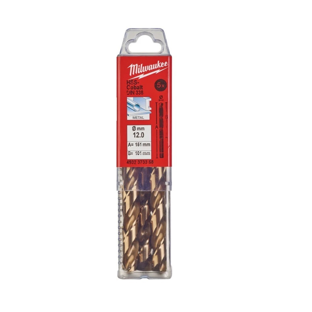 Новинка! Набор 5 шт Сверло по металлу HSS-Co DIN338 12 х 101 х 151 мм Milwaukee 4932373358