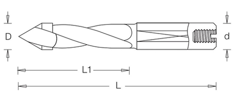 Сверло сквозное правое D 5 x 40 L 70 хвостовик 10 x 25 присадка Dimar 2016147