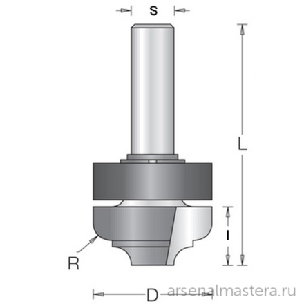 Концевая профильная врезная фреза DIMAR D35 L67 I14,3 R=5 S12 1352229