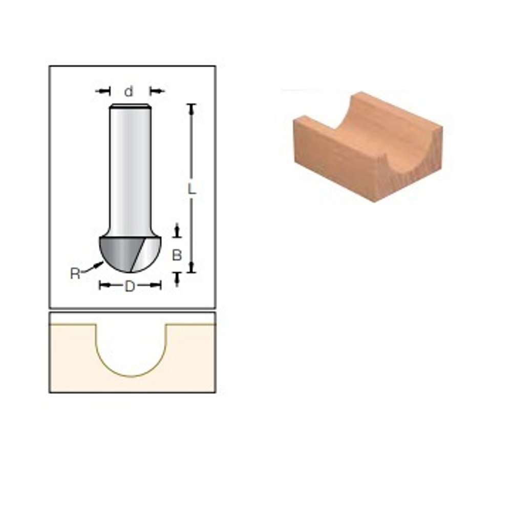 Фреза галтель R 6,3 D 12,7 x 9,5 L 41,5 хвостовик 8 DIMAR 1060125