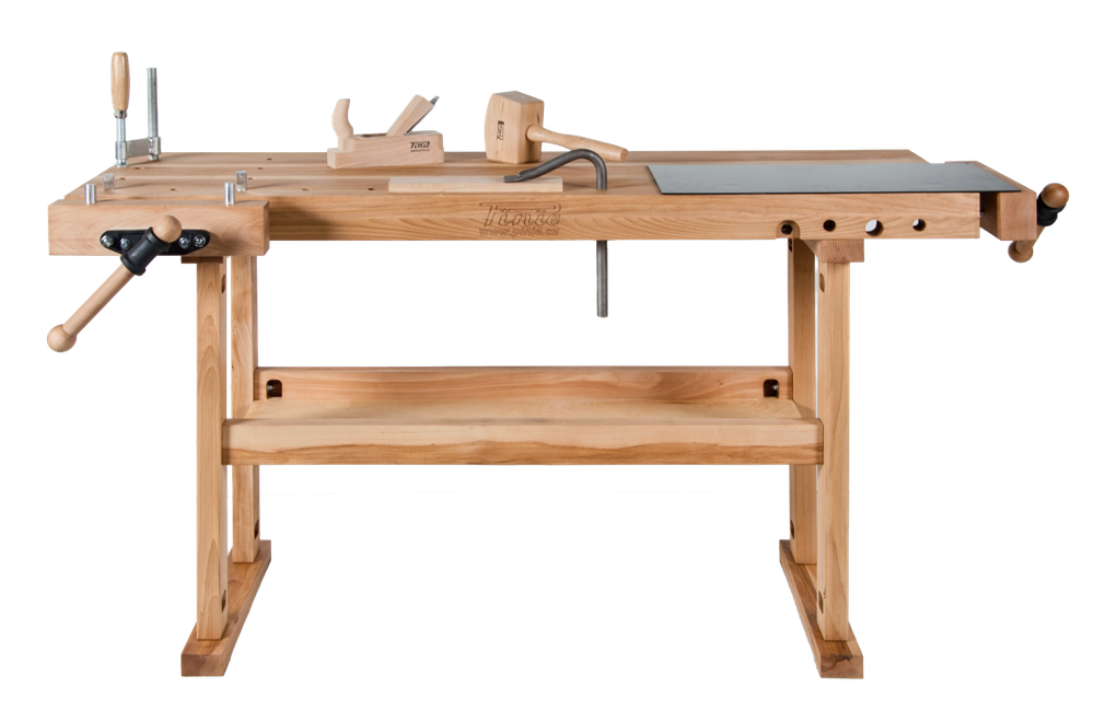 Новинка! Чешский верстак столярный деревянный 1700 х 650 х 850 мм столешница из массива бука 80 мм 2 тисков York 26 отверстий 20 мм под фиксаторы PINIE HeavyDuty1700D20
