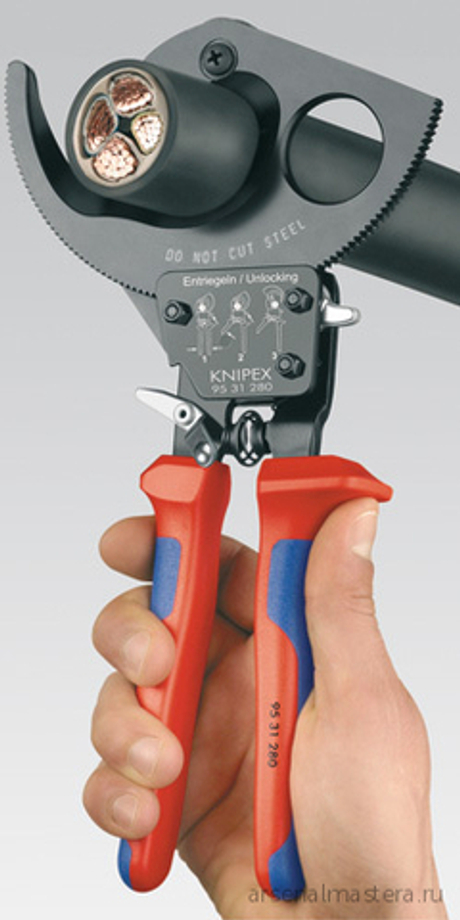 Кабелерез с трещоткой 250 мм , 32 мм (240 мм2, MCM 500) 95 31 250 KNIPEX KN-9531250