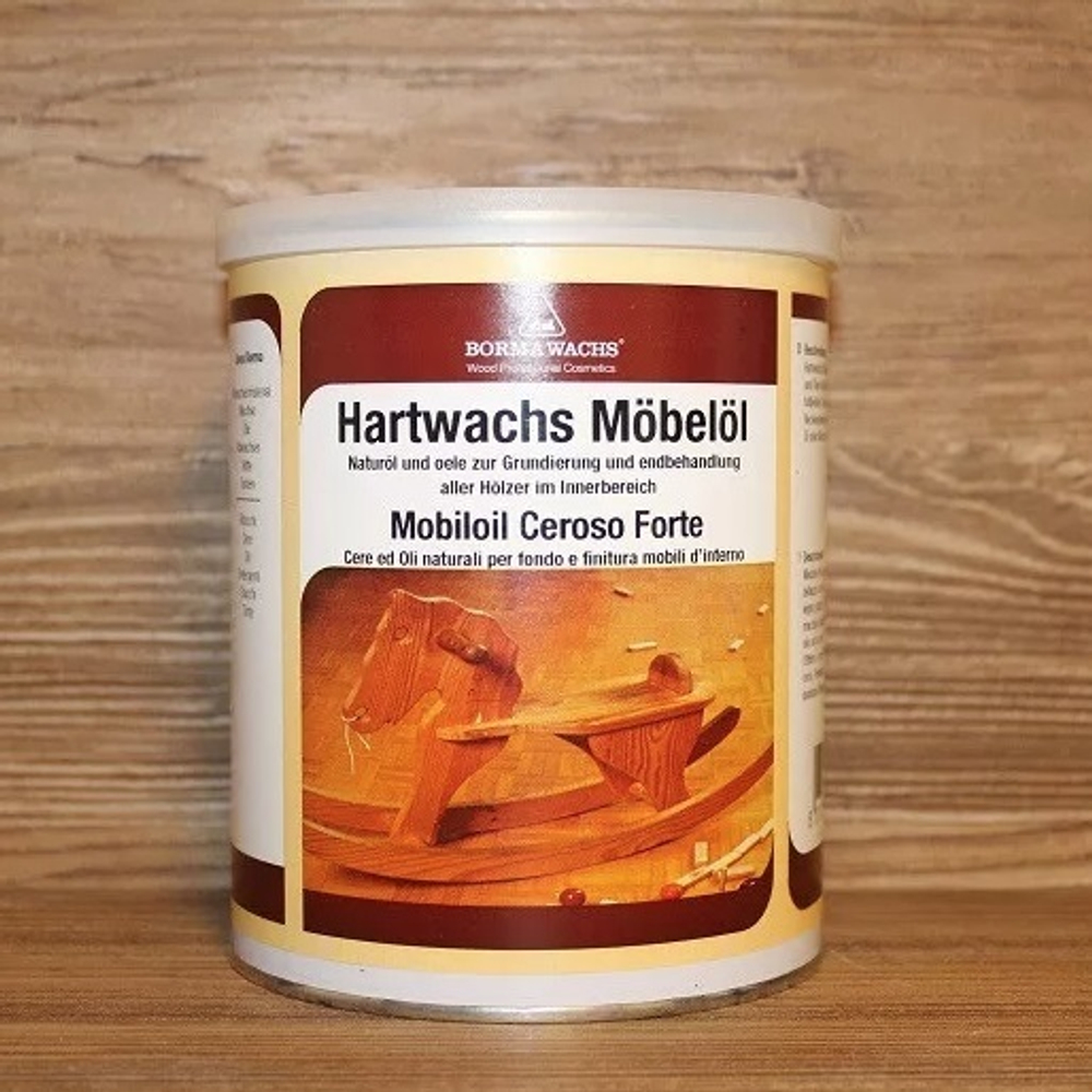 СКИДКИ ХИТ! Масло для мебели Hard Furniture Oil Mobiloil с повышенной твердостью бесцветное 1 л прозрачный для внутренних работ Borma 4902