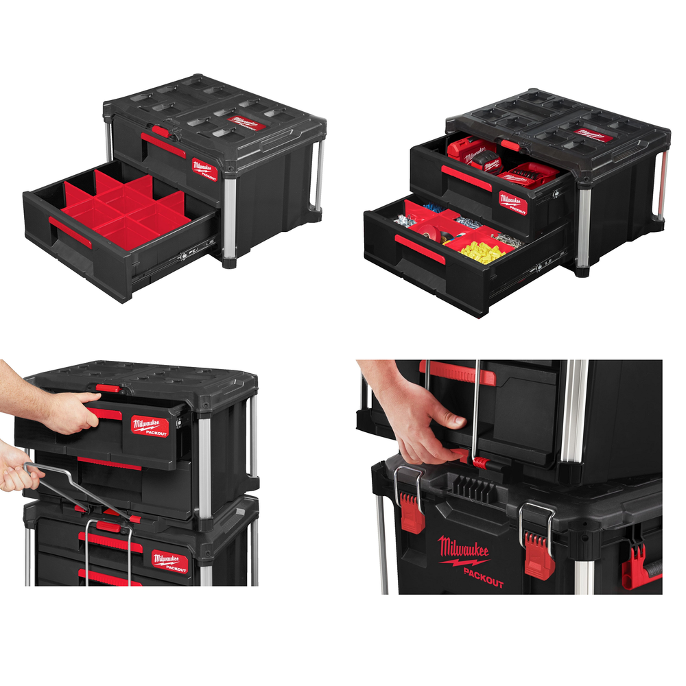 Новинка! Ящик с 2-мя выдвижными отсеками Milwaukee PACKOUT DRAWER BOX 560 x 410 x 360 мм 4932472129