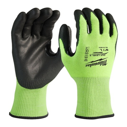 АКЦИЯ СИЗ! Перчатки защитные MILWAUKEE Hi-Vis Cut level Хай Виз Кат Левел 3/C уровень сопротивления размер L/9 4932478132