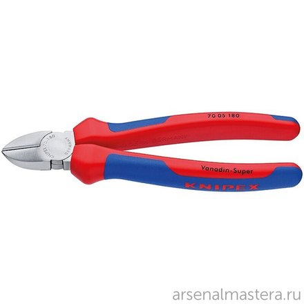 Кусачки диагональные 180 мм (БОКОРЕЗЫ) хром, 2-комп ручки 70 05 180 KNIPEX KN-7005180