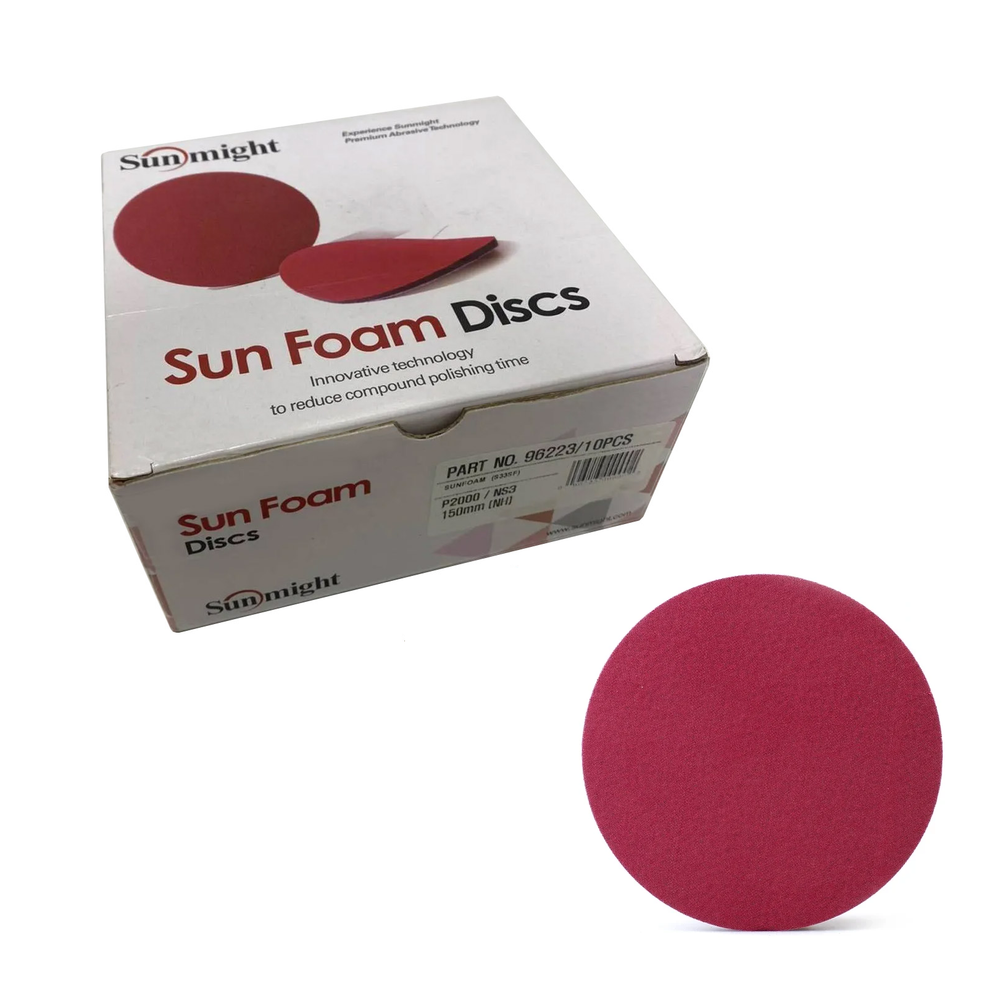 Новинка! Шлифовальные круги в комплекте 10 шт SUNMIGHT SUNFOAM S33SF 125 мм P 3000 на липучке, без отверстий 96325