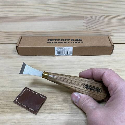 ХИТ! Резак по дереву / резец - топорик для резьбы по дереву, прямая РК двухстронняя заточка 23 мм / 40мм ПЕТРОГРАДЪ М00022715