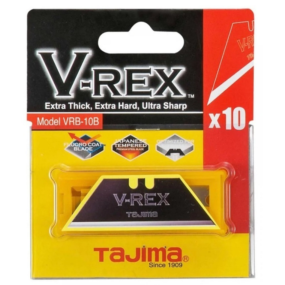 Лезвия японские V-Rex трапезоидные для ножей VR101 10 шт. в футляре TAJIMA VRB2-10B