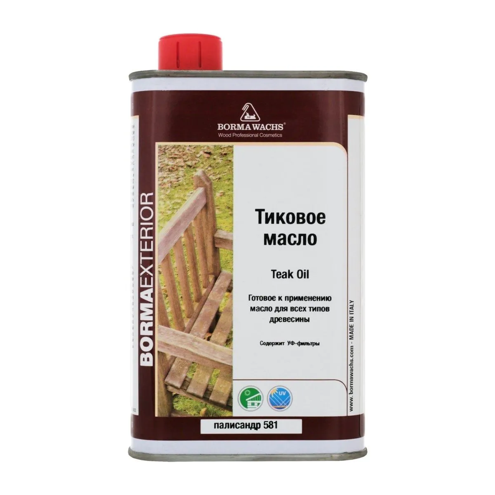 Новинка! Масло тиковое Borma Teak Oil 500 мл цвет 581 палисандр, для всех типов деревянных поверхностей, для внутренних и наружных работ 0360-DS581