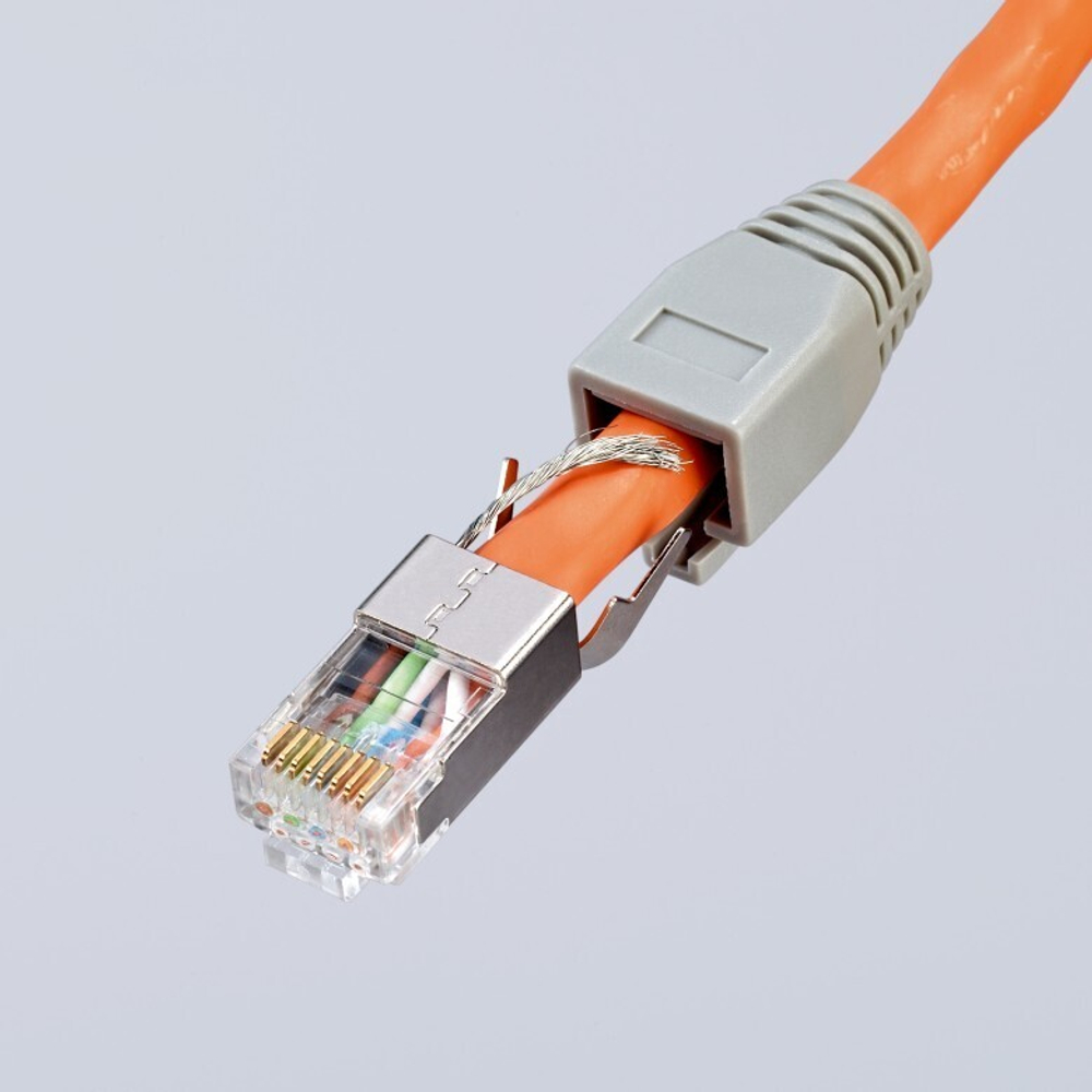 ХИТ! Пресс - клещи для штекеров RJ 45 "3 в 1" 190 мм   гнезд 1, 8-пин 8P8C, резка и зачистка кабеля KNIPEX KN-975113