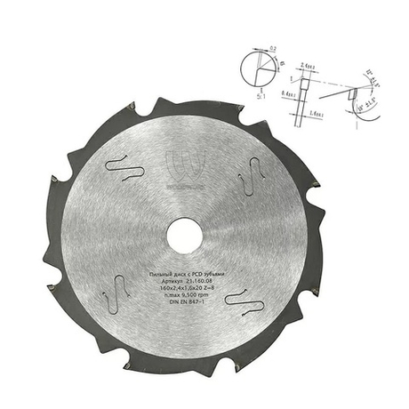 Новинка! Пильный диск с PCD зубьями 160 x 2,4 x 1,6 x 20 Z 8 A 10 эффективное пиление твёрдых абразивных материалов Woodwork 21.160.08