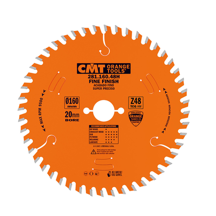 Новинка! Диск пильный по ЛДСП CMT 160 х 20 х 2,2 / 1,6 10 гр. TCG Z 48 281.160.48H