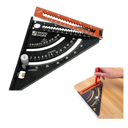 Угольник плотницкий 152 мм со скользящим упором и удлинителем до 300 мм Профессиональный Метрический алюминиевый WOODWORK PTR-152