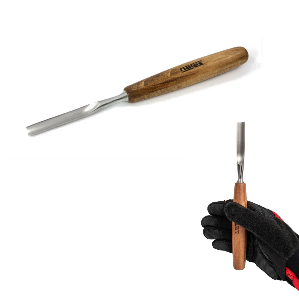 Новинка! Прямой резец по дереву Narex Profi ПРОФИ, лезвие 100 х 12 мм острый полукруглый 12 мм профиль N7 826412