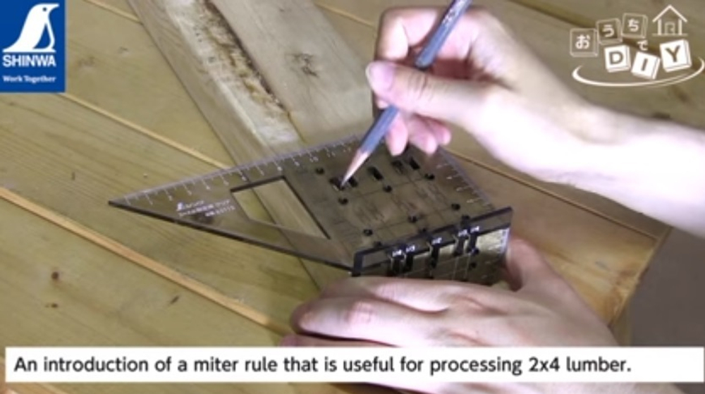 ХИТ! Шаблон угловой пластиковый Miter Rule 3D 45 90 градусов Two-by-Four Shinwa М00021525