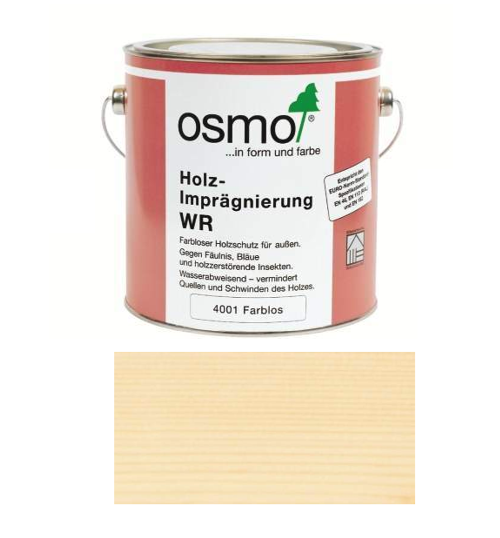 ХИТ! Защитная грунтовка для древесины для наружных работ Osmo 4001 антисептик 2,5 л Holz-Impragnierung WR Osmo-4001-2,5 13800002
