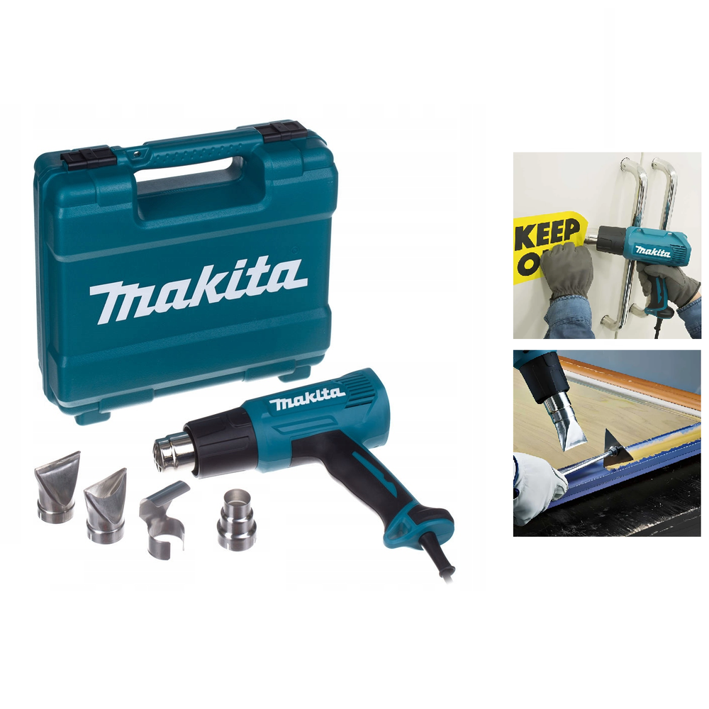 Новинка! Строительный фен Термопистолет сетевой Makita 1,6 кВт, 2 настройки температуры 350/500 °С и 2 скорости воздушного потока 300/500 л/мин в кейсе HG5030K