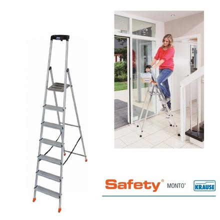 Новинка! Свободностоящая стремянка 2К заглушки 7 ступеней MONTO SAFETY Krause 128973