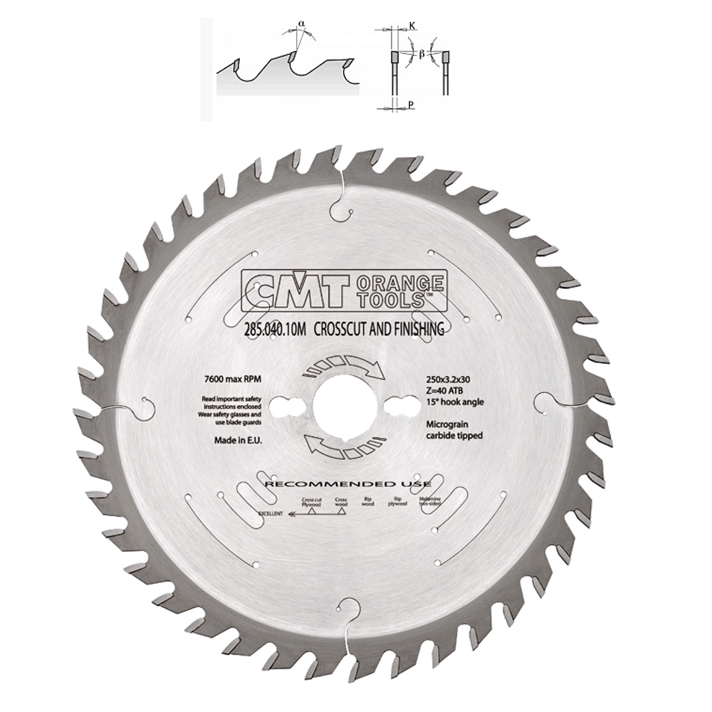 РАСПРОДАЖА ХИТ! Диск пильный 250 X 30 X 3,2 / 2,2 15гр 10гр ATB Z=40 CMT 285.040.10M