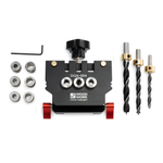 Новинка! Кондуктор самоцентрирующийся для соединение на шкант Woodwork, диапазон зажима 12 - 25 мм, диаметры сверления 6/8/10 мм DGA-004