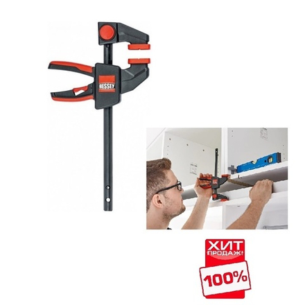ХИТ! Струбцина пистолетного типа 0,75 кН, 150 x 60 мм, распор 125 - 270 мм BESSEY BE-EZM15-6