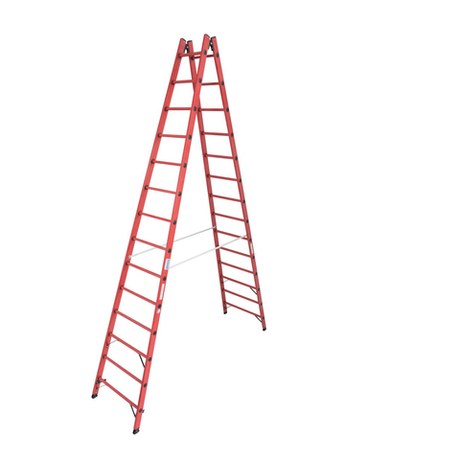 Новинка! Диэлектрическая двухсторонняя стремянка KRAUSE 2 х 14 с боковинами и нескользящими перекладинами из усиленного стекловолокном пластика 819765