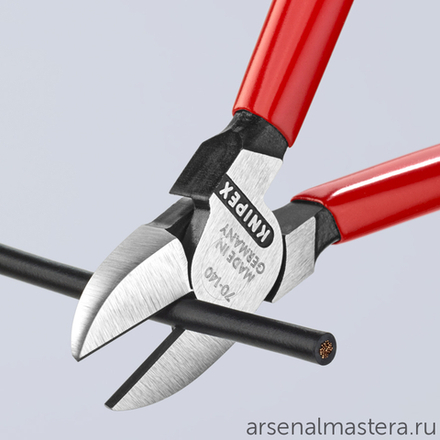 Кусачки диагональные 140 мм (Бокорезы) фосфатированные, обливные ручки 70 01 140 KNIPEX KN-7001140