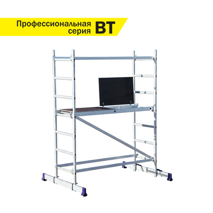 Новинка! Вышка тура профессиональная алюминиевая ALUMET серия ВТ6, БАЗА с площадкой, длина 1,6 м, ширина 0,6 м ВТ61606020