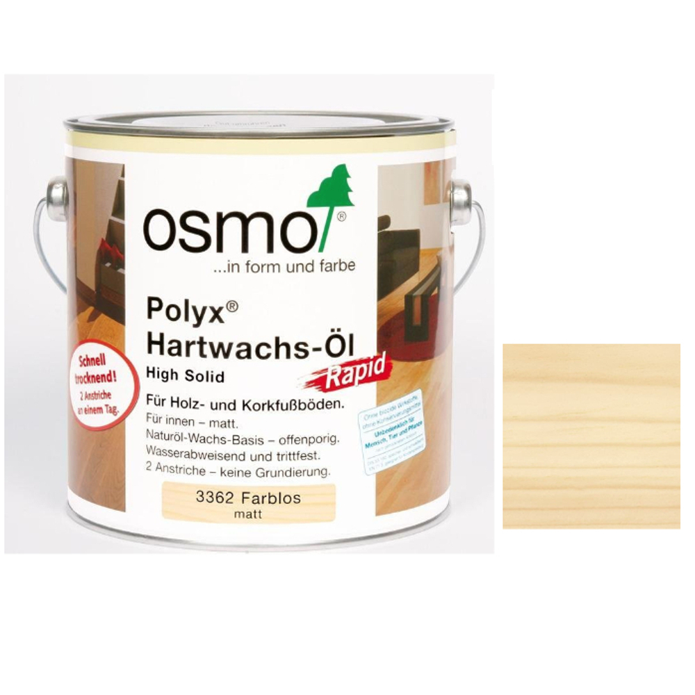 Масло экспресс с твердым воском Osmo 3362 Бесцветное матовое 0,75 л Hartwachs-Ol Express с ускоренным временем высыхания от 2-3 часов для внутренних работ Osmo-3362-0,75 10300282