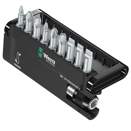Набор 10 предметов БИТЫ торсионные с битодержателем, 1/4" C6.3 056161 Bit-Check 10 Universal 1 WERA WE-056161