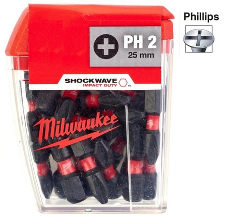 ХИТ! Биты комплект 25 шт Milwaukee Shockwave Impact Duty PH2 x 25 мм 4932430853