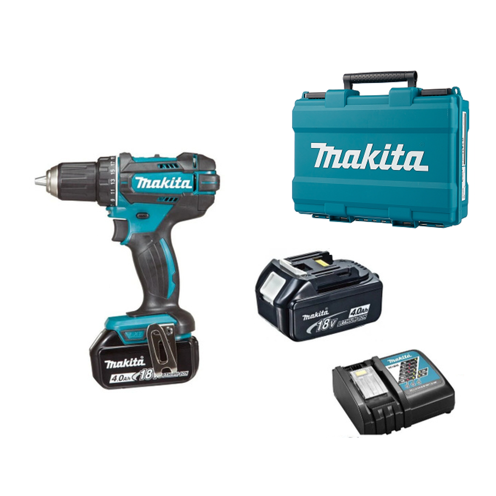 Новинка! КОМПЛЕКТ: Аккумуляторная дрель - шуруповерт Makita XPT 18 В, ДВА Аккумулятора 4 А·ч, Зарядное устройство, Кейс, Max D сверления металл 13 мм, дерево 38 мм DDF482RME